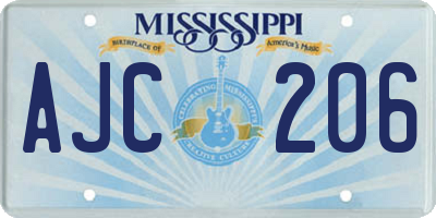 MS license plate AJC206