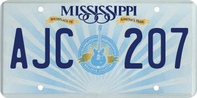 MS license plate AJC207
