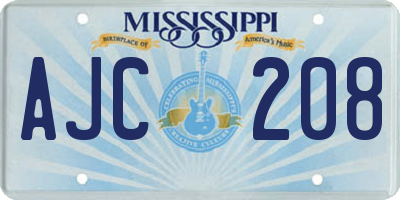 MS license plate AJC208