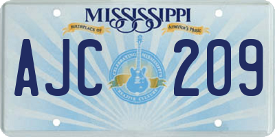 MS license plate AJC209