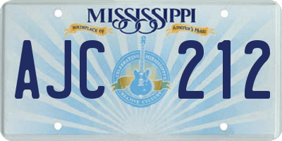 MS license plate AJC212