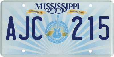 MS license plate AJC215