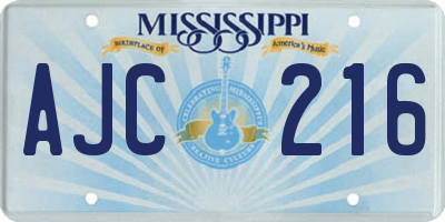 MS license plate AJC216