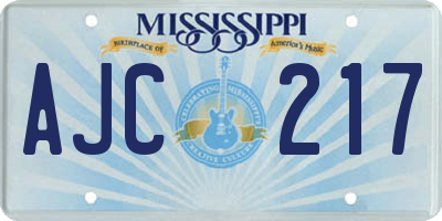 MS license plate AJC217