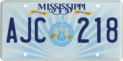 MS license plate AJC218