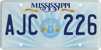 MS license plate AJC226