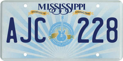 MS license plate AJC228