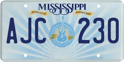 MS license plate AJC230
