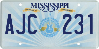 MS license plate AJC231