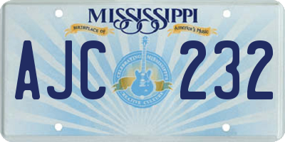 MS license plate AJC232