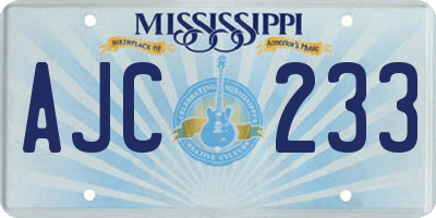 MS license plate AJC233