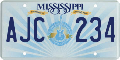 MS license plate AJC234
