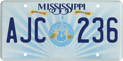 MS license plate AJC236