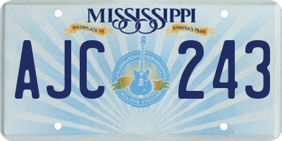 MS license plate AJC243