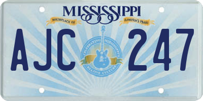 MS license plate AJC247