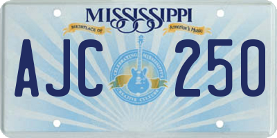 MS license plate AJC250