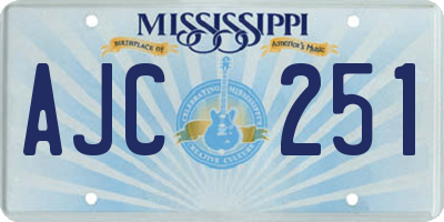 MS license plate AJC251