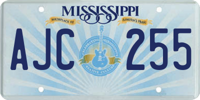 MS license plate AJC255