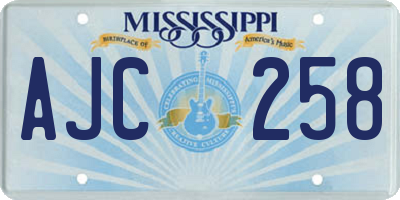 MS license plate AJC258