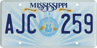 MS license plate AJC259
