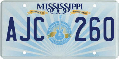 MS license plate AJC260