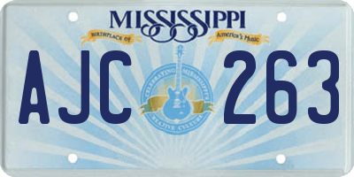 MS license plate AJC263