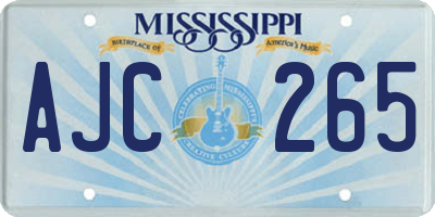 MS license plate AJC265
