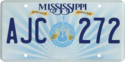 MS license plate AJC272