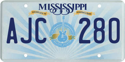 MS license plate AJC280