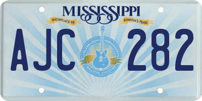 MS license plate AJC282