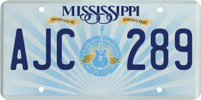 MS license plate AJC289