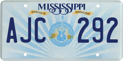 MS license plate AJC292