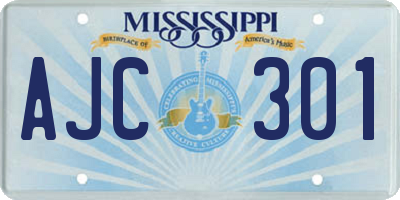 MS license plate AJC301