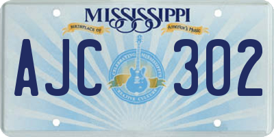 MS license plate AJC302
