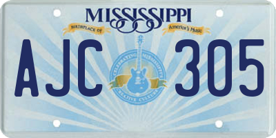 MS license plate AJC305
