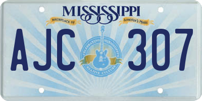 MS license plate AJC307