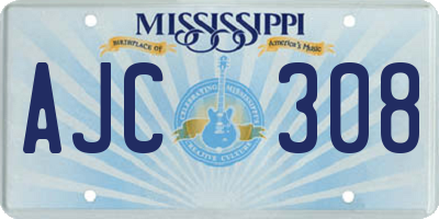 MS license plate AJC308