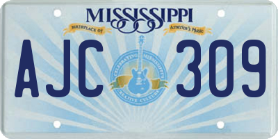 MS license plate AJC309