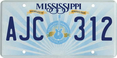 MS license plate AJC312