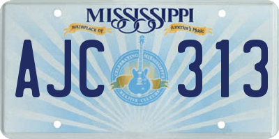 MS license plate AJC313