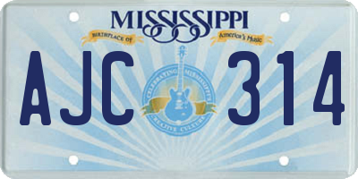MS license plate AJC314
