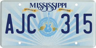 MS license plate AJC315