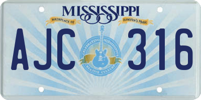 MS license plate AJC316