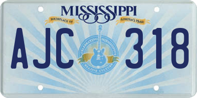 MS license plate AJC318