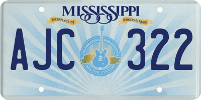 MS license plate AJC322