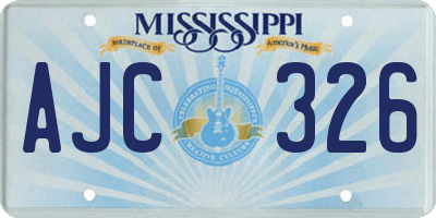 MS license plate AJC326