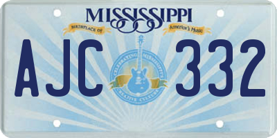 MS license plate AJC332