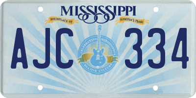 MS license plate AJC334