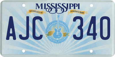 MS license plate AJC340