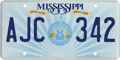 MS license plate AJC342